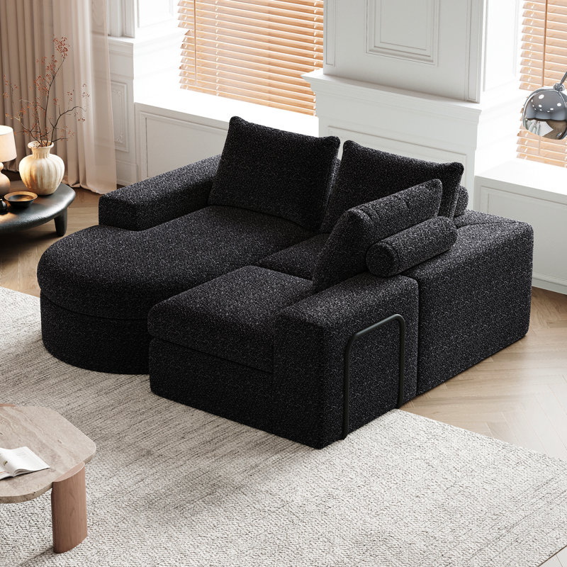 Canapé modulaire en chenille 2 pièces, Noir