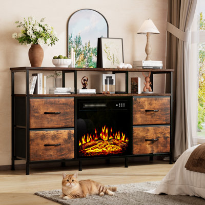 Fireplace Tv Stand With 4 Drawers