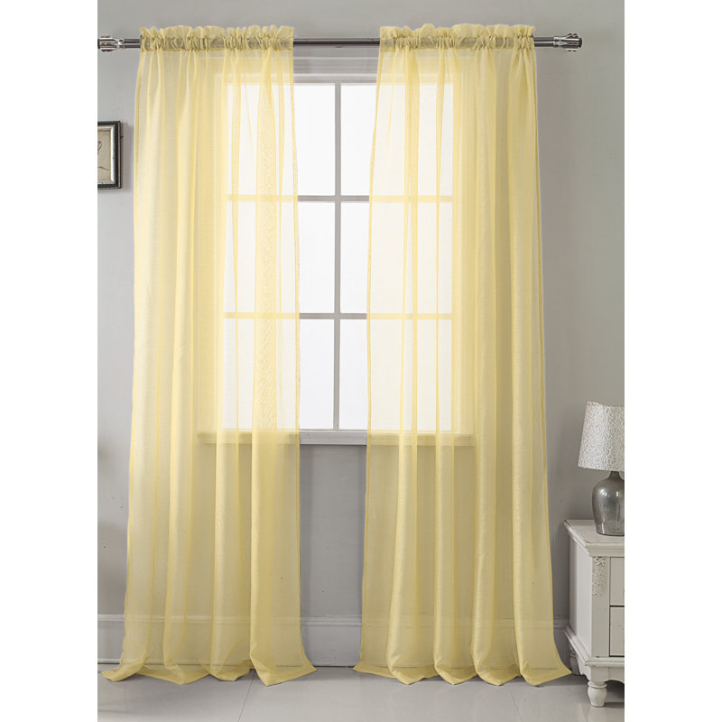 Landose Sheer Curtain Single Panel, Gold, 55" W x 90" L
