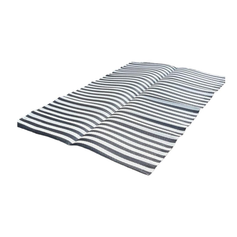 Tapis extérieur rayé noir et blanc, Rectangle 6 pi x 4 pi