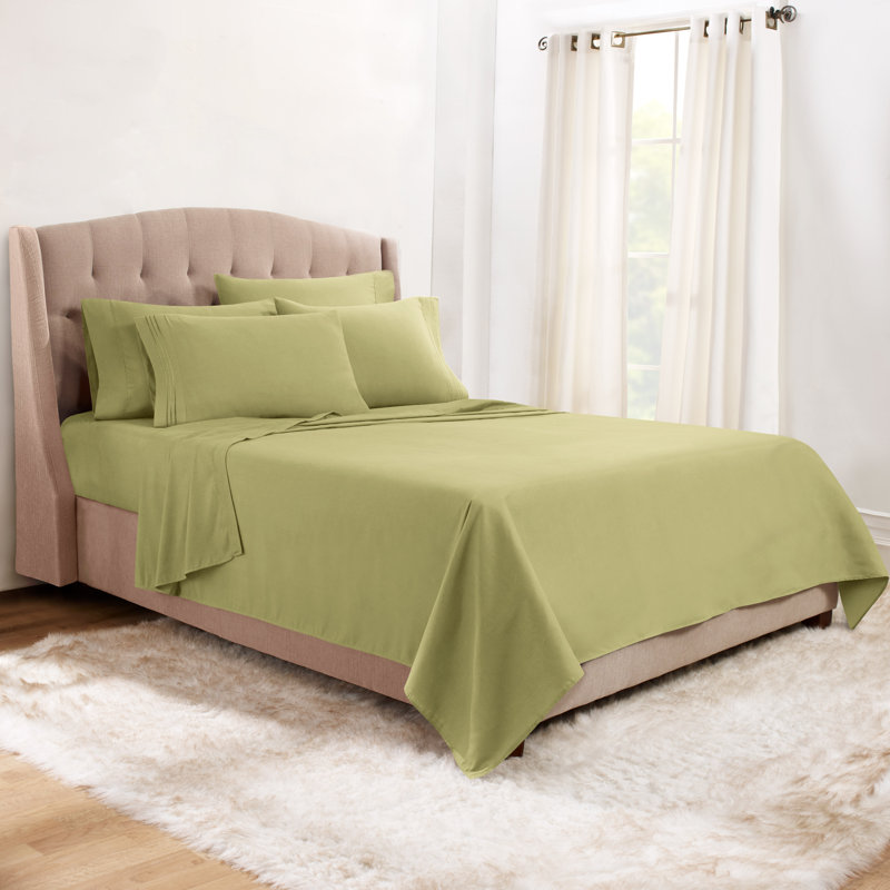 Microfiber Sheet Set, Sage, Queen Sheet Set + 1 Fitted Sheet + 4 Pillowcases