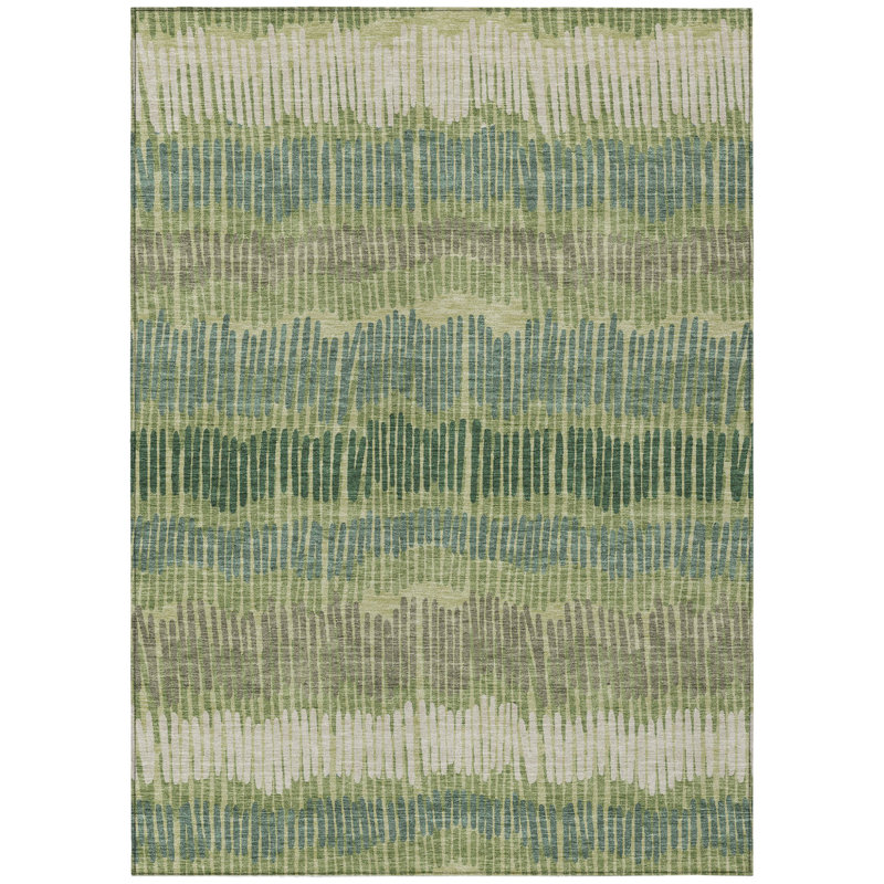 Tapis intérieur / extérieur rayé gris vert 10 pi x 14 pi