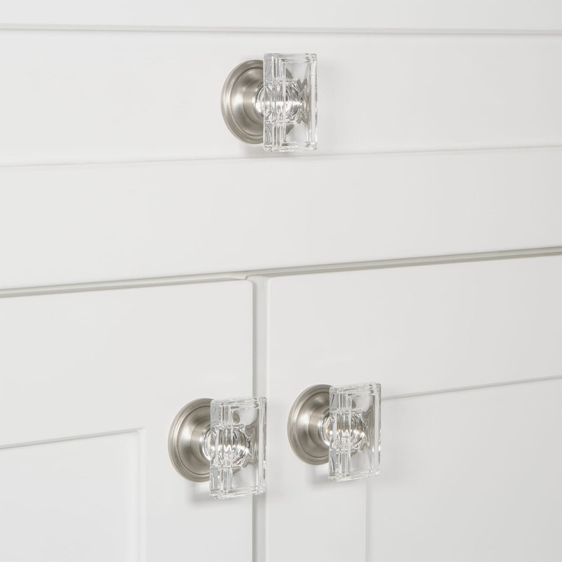 Carré Rectangular Cabinet Knob, Satin Nickel