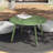 Round Steel Patio Coffee Table, Weather Resistant Outdoor Accent Table, Large Side Table For Patio Balcony Yard, Bean Green-1931691005