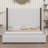 Tall Headboard Upholstered Bed With Vertical Striped And Wingback Design