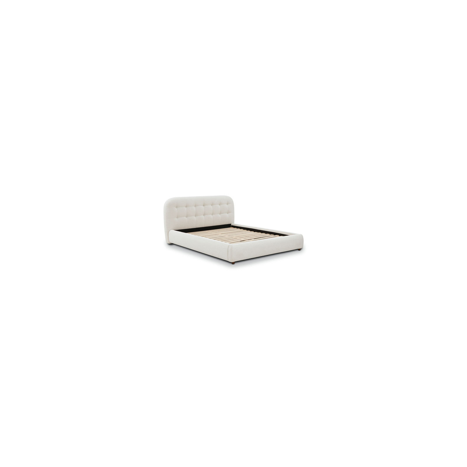 Ares Queen Bed in Froth White Boucle