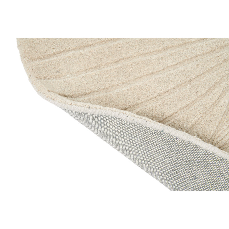 Folia Hand Tufted Wool Area Rug in Light Beige, Round 4'11"