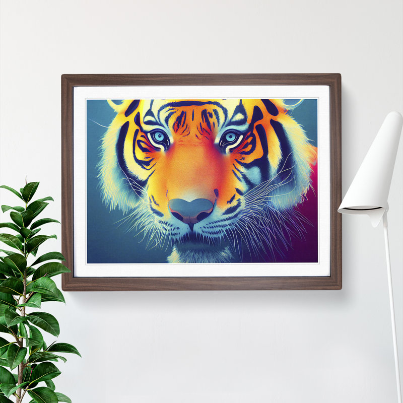 Tiger Colours Vol.3 - Single Picture Frame Print, 34cm H x 46cm W x 2cm D, Walnut Framed
