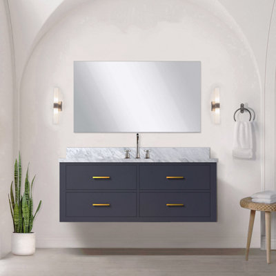 Meuble-lavabo simple l 48 po x P 22 po, comptoir en marbre de Carrare
