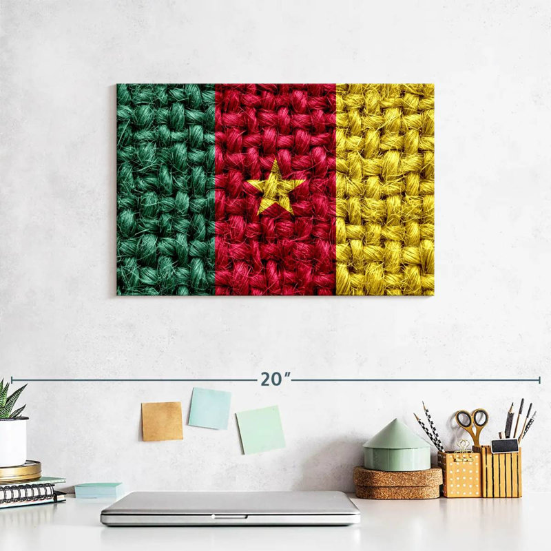 Straw Weave Cameroon Flag, 8" H x 12" W