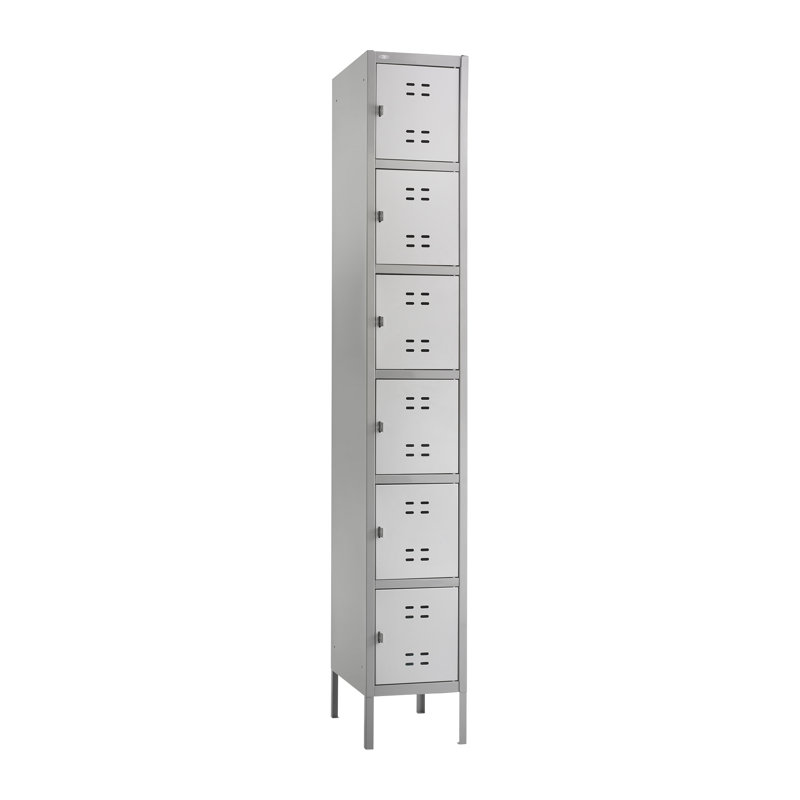 Tall Two-Tone Gray Steel Office Locker with 6 Compartments