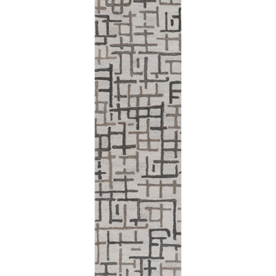Campbell Hand-Tufted Geometric Indoor/Outdoor Rug Gray/White/Charcoal