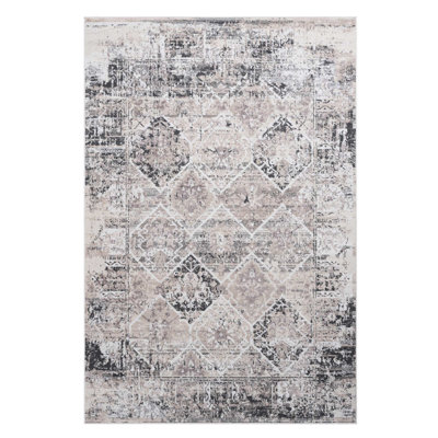 Le tapis crème / anthracite 6 x 9, teinté sans perte, décore la chambre à coucher, le bureau à domicile, le salon, la salle à manger, le tapis 6 x 9