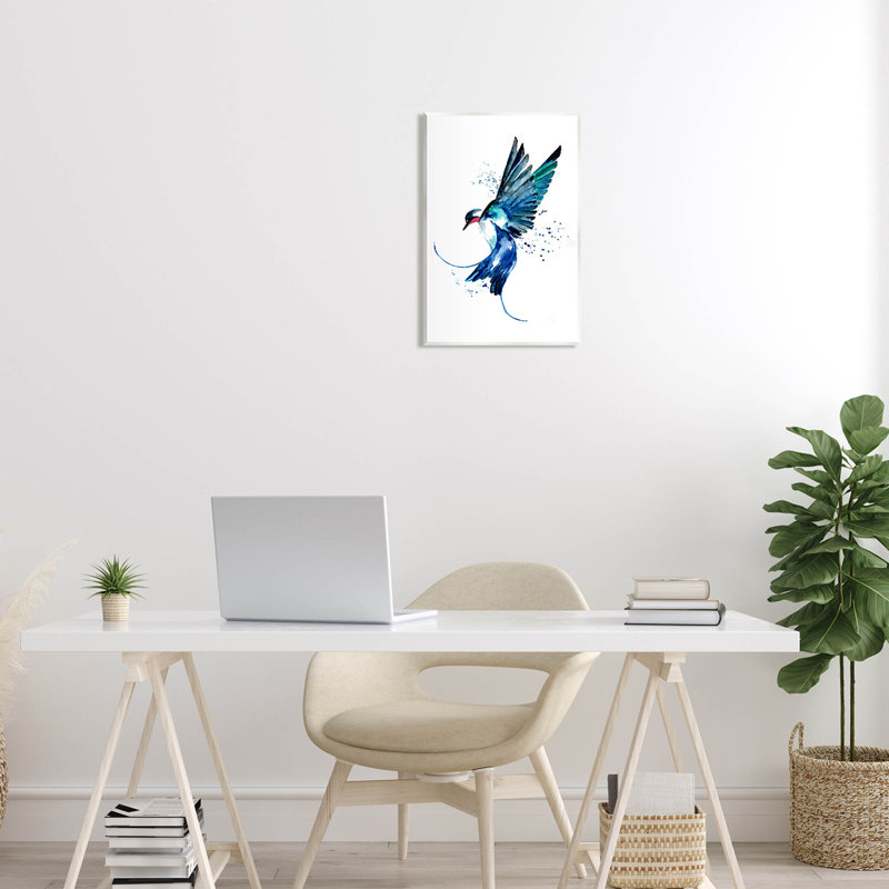 «Blue Bird Flying Wings» par Sebastian Grafmann, H 19 po x l 13 po x P 0,5 po, Toile tendue