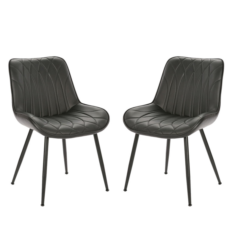 Ensemble de 2 chaises de salle à manger de style moderne Mid-Century rembourrées en similicuir avec dossier ergonomique et pieds en métal