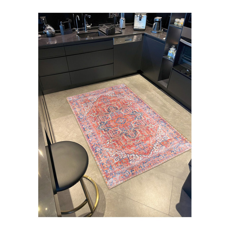 Tapis décoratif lavable à motif traditionnel, Tapis de couloir 4 pi 11 po x 9 pi 10 po inclus