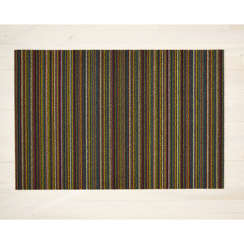 Non-Slip Striped Doormat, Green, 0.6cm H x 91cm W x 152cm L