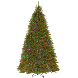 Dunhill Fir 10' Hinged Green Artificial Christmas Tree with 1200 LED White/Multicolor Lights