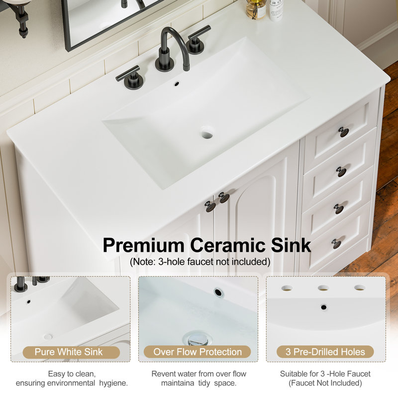36'' Single Bathroom Vanity With Ceramic Top
