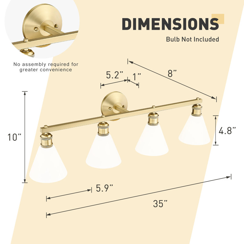Beckmann 4 - Light Dimmable Vanity Light, Brass