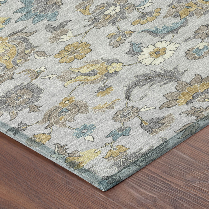 Machine Washable Indoor/Outdoor Chantille ACN2473 Global Rug, 1'8" x 2'6", Silver