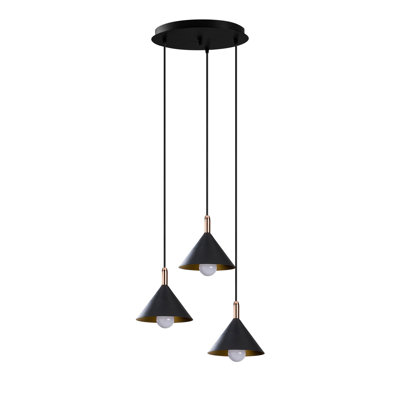 Luminaire suspendu conique à 3 lumières Excalibur