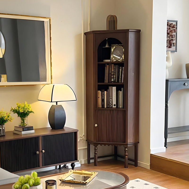 Armoire d'angle 67,52 "H, tablette d'angle minimaliste, unité de rangement triangulaire pour salon et bureau