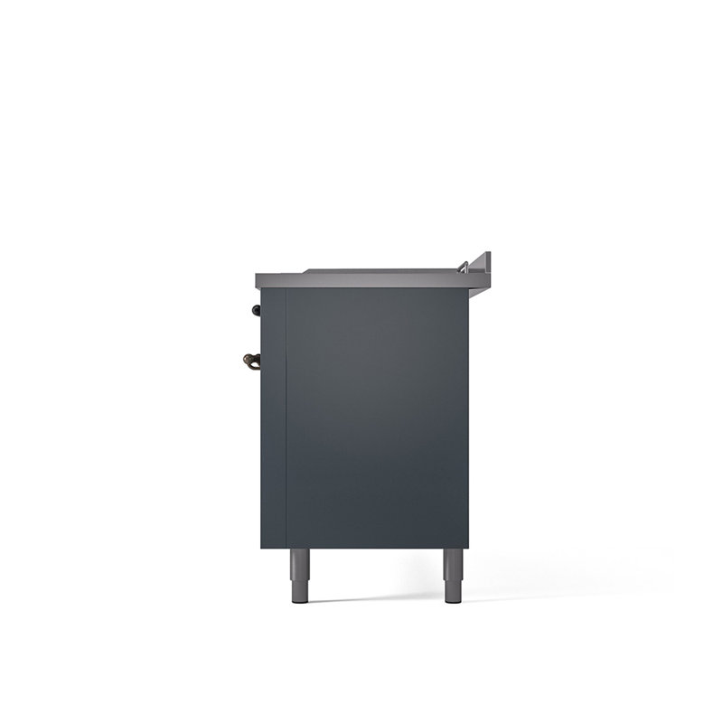ILVE Nostalgie II 60 in Dual Fuel Range, 7 Burner, Griddle, Frenchtop, Blue Gray/Burnished, Liquid Propane