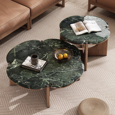Table basse haut de gamme en marbre de luxe clair
