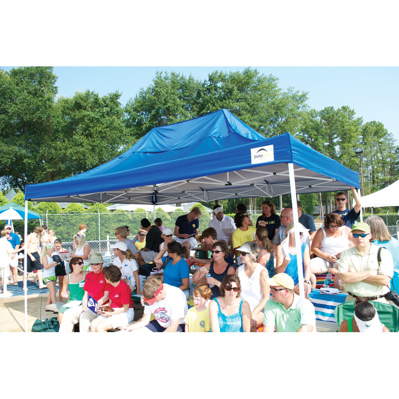 10 Ft. W x 15 Ft. D Steel Pop-Up Canopy, Blue