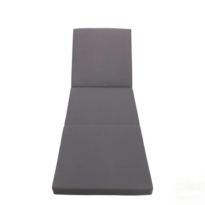Lounge Chaise Set, Acacia Solid Wood With Adjustable Backrest And Comfortable Cushion, Brown, Dark Gray