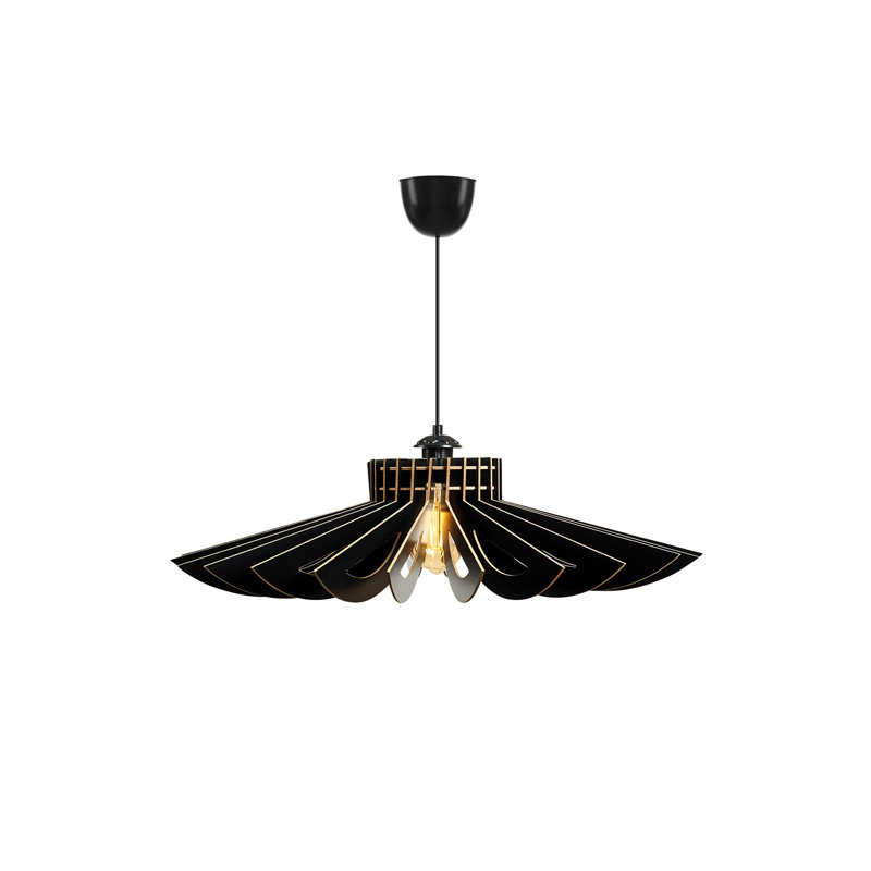 Lustre scandinave marguerite, noir, câble réglable | Épaisseur du corps en panneau de fibres à densité moyenne: 0,1 pouce, diamètre du capuchon: 20,5 pouces, hauteur totale: 17,7 pouces | Douille E27, 40 W maximum | Éclairage élégant pour décoration intérieure moderne