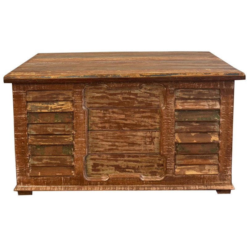 36 po Coffre de rangement rustique en bois récupéré et table basse