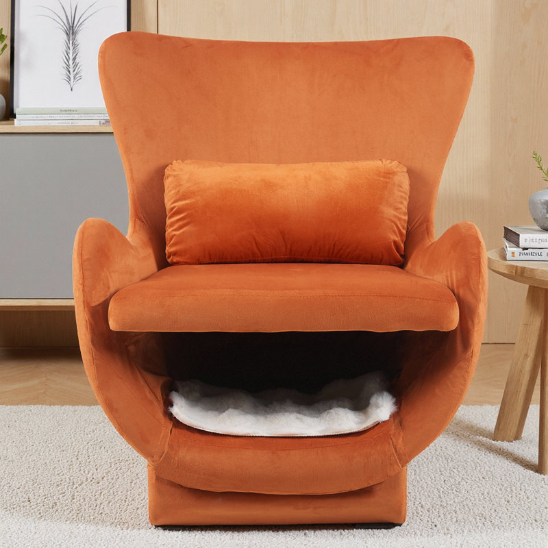Méridienne Velvet Mid-Century, Orange