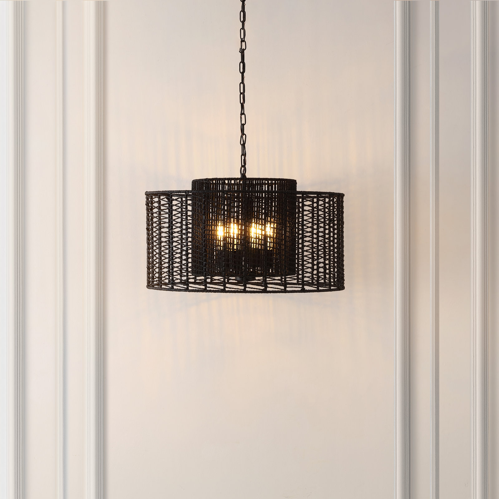 4 Light Dimmable Pendant, Black, Black