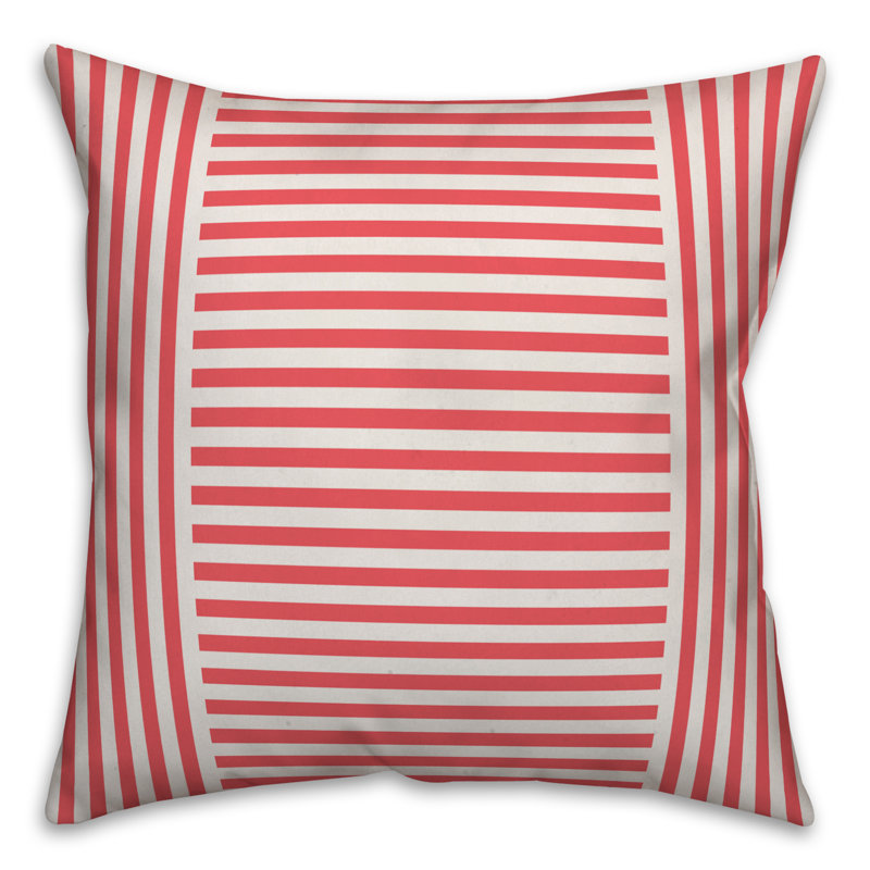  Coussin décoratif intérieur / extérieur Farmhouse, Polyester / Bourre en polyester, 16 po x 1 po, Crème / rouge