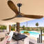 Ventilateur de plafond à 3 pales 52 "Orren Ellis (sans lumière) - Ventilateurs de plafond en noyer en bois massif sans lumière, télécommande, moteur à courant continu, intérieur / extérieur / patio (bord de mer / maison de campagne)-1917030397-1915072854