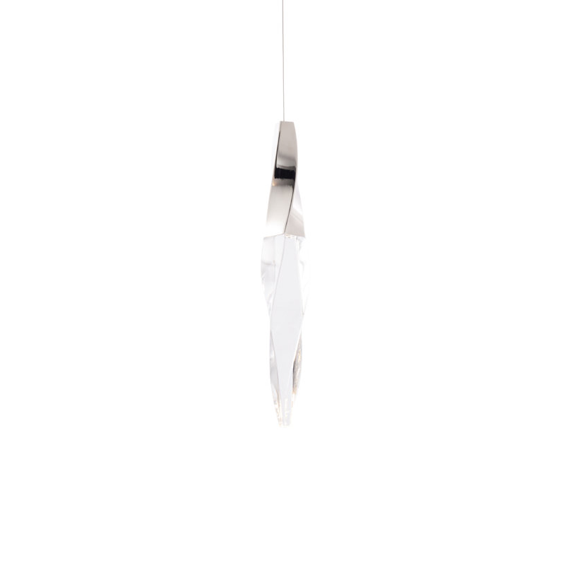 Kindjal 1 - Light LED Unique/Statement Pendant, 18" H x 2.8" W x 2.8", Polished Nickel