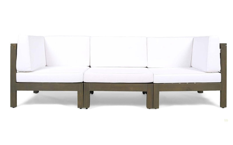 3-PIECE SOFA SET, White, Dark Gray