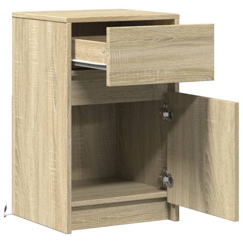 Darleth 38cm W Manufactured Wood Bedside Table, Sonoma Oak, Individual