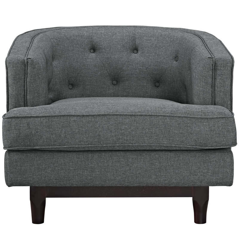 Upholstered Armchair, Gray Polyester