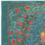 20x37 in Embroidered 100% Silk Wall Hanging. Modern Tablecloth. Boho Wall Decor. Teal Blue Throw