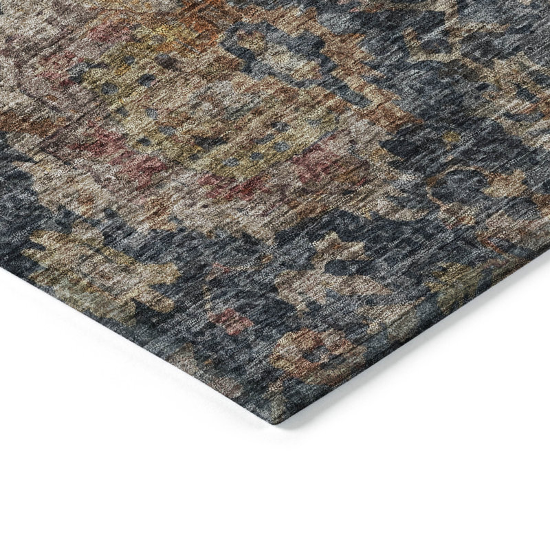Tapis intérieur / extérieur bleu marine lavable à la machine 9 pi x 12 pi Cicel ACN1094, Rectangle 1 pi 8 po x 2 pi 6 po