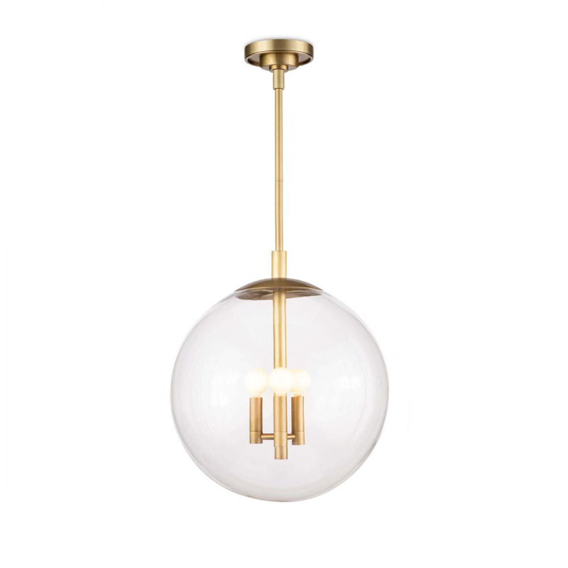 Cafe Pendant, 15.5" H x 12" W x 12" D, Natural Brass