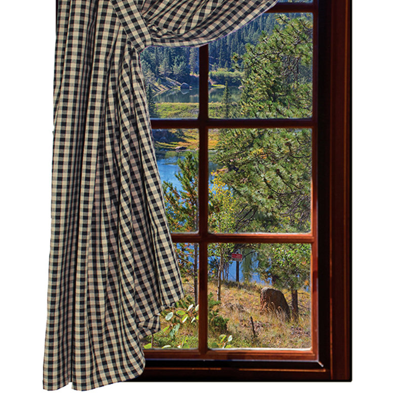 Rideau simple obscurcissant en coton Aaftab, Noir