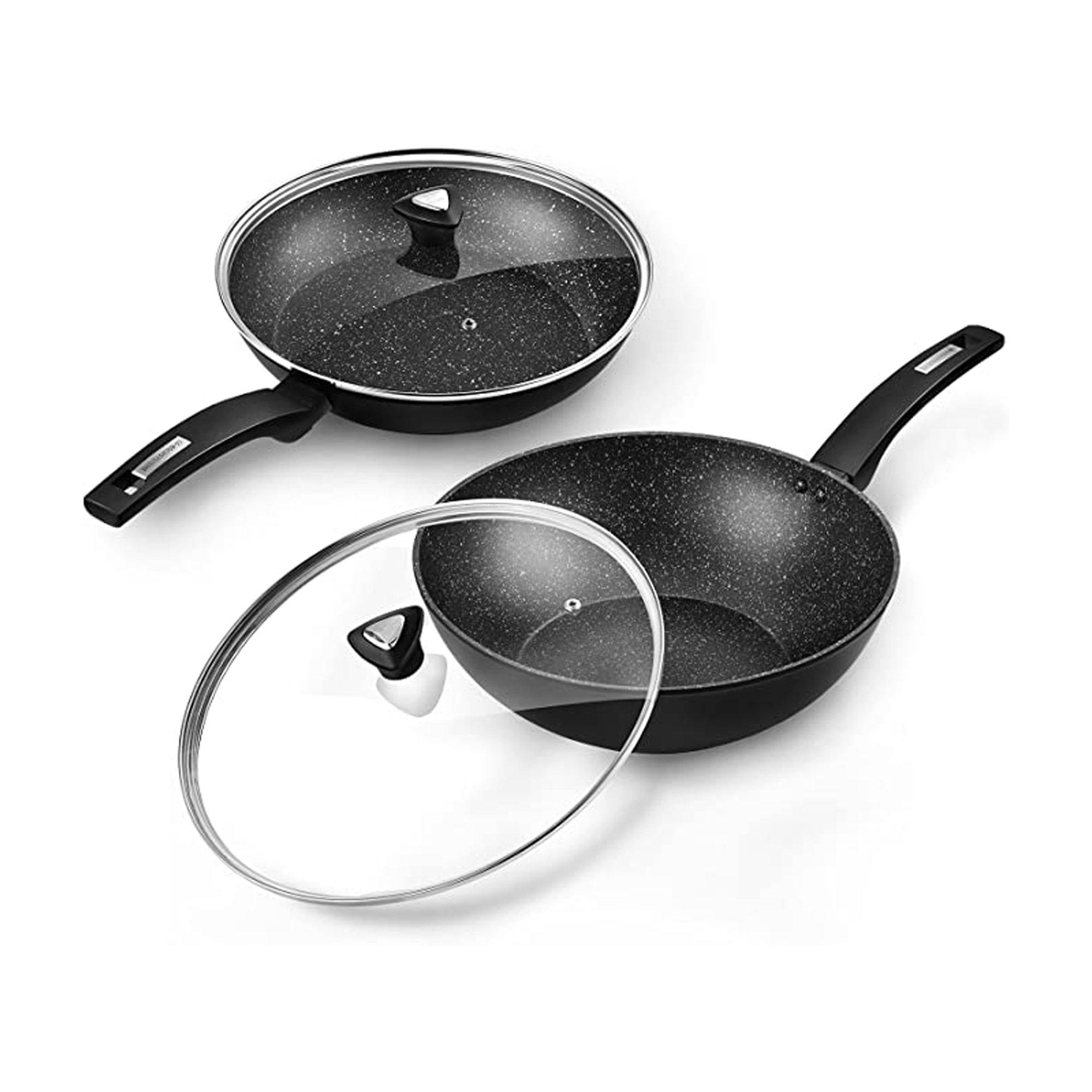 Cook's Essentials 4 Qt Stainless Non-Stick Wok 10.5 Skillet Saute Fry Pan  & Lid