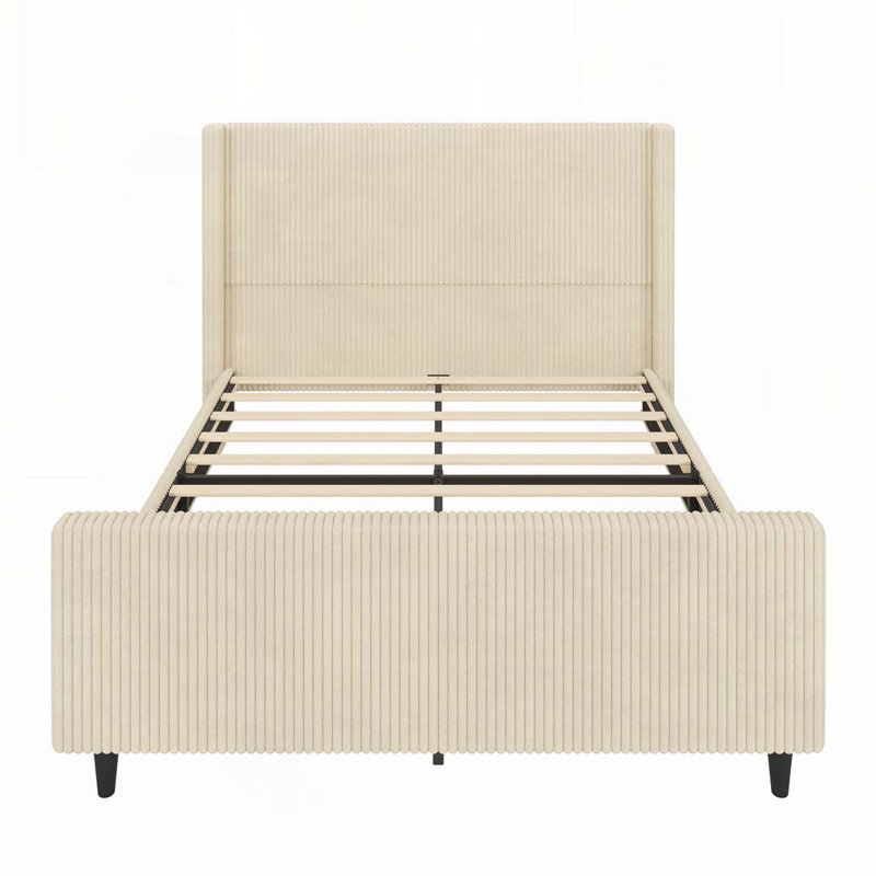 Tête de lit tapissier, sans sommier tapissier, Très grand lit, Crème