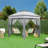 13 Ft. W x 11 Ft. D  Slolar Powered Metal Patio Gazebo with Sidewalls-110743369