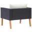 Canapé de patio simple vidaXL, structure en poly rotin et acier thermolaqué, résistant aux intempéries, coussins inclus, mobilier d'extérieur modulaire léger, facile à nettoyer, noir avec coussins blanc crème-1353201832-1353201833