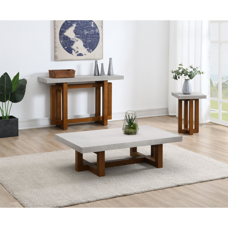 Keven Faux Concrete Top Rectangular Coffee Table